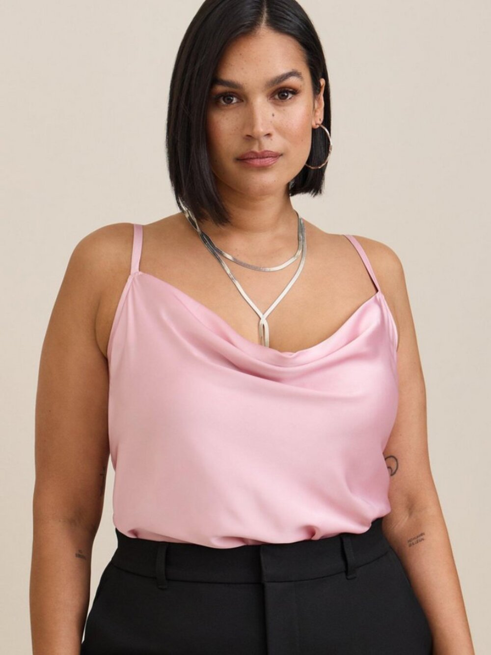 Torrid Cami Women's Plus Size 3X Pink Satin Cowl Neck